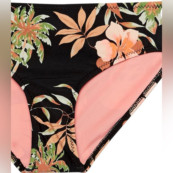 🌴🖤🏖️Volcom Girls' Swimsuit Two Piece Bikini Set Kids Sz 16 Tropical Print🌴🖤 - Picture 4 of 15